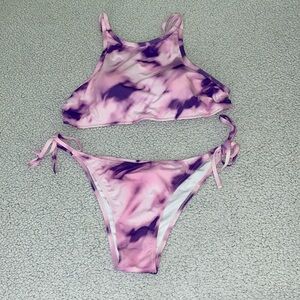 purple tie dye swimsuit - shein